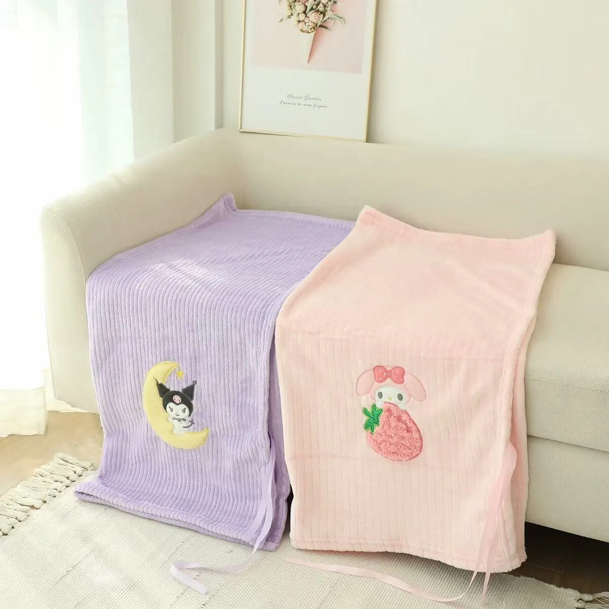 Sanrio My Melody Cinnamoroll Plush Rolled Blanket Cute Cartoon Anime Hangyodon Pochacco Nap Blanket Comfortable Gift For Girl