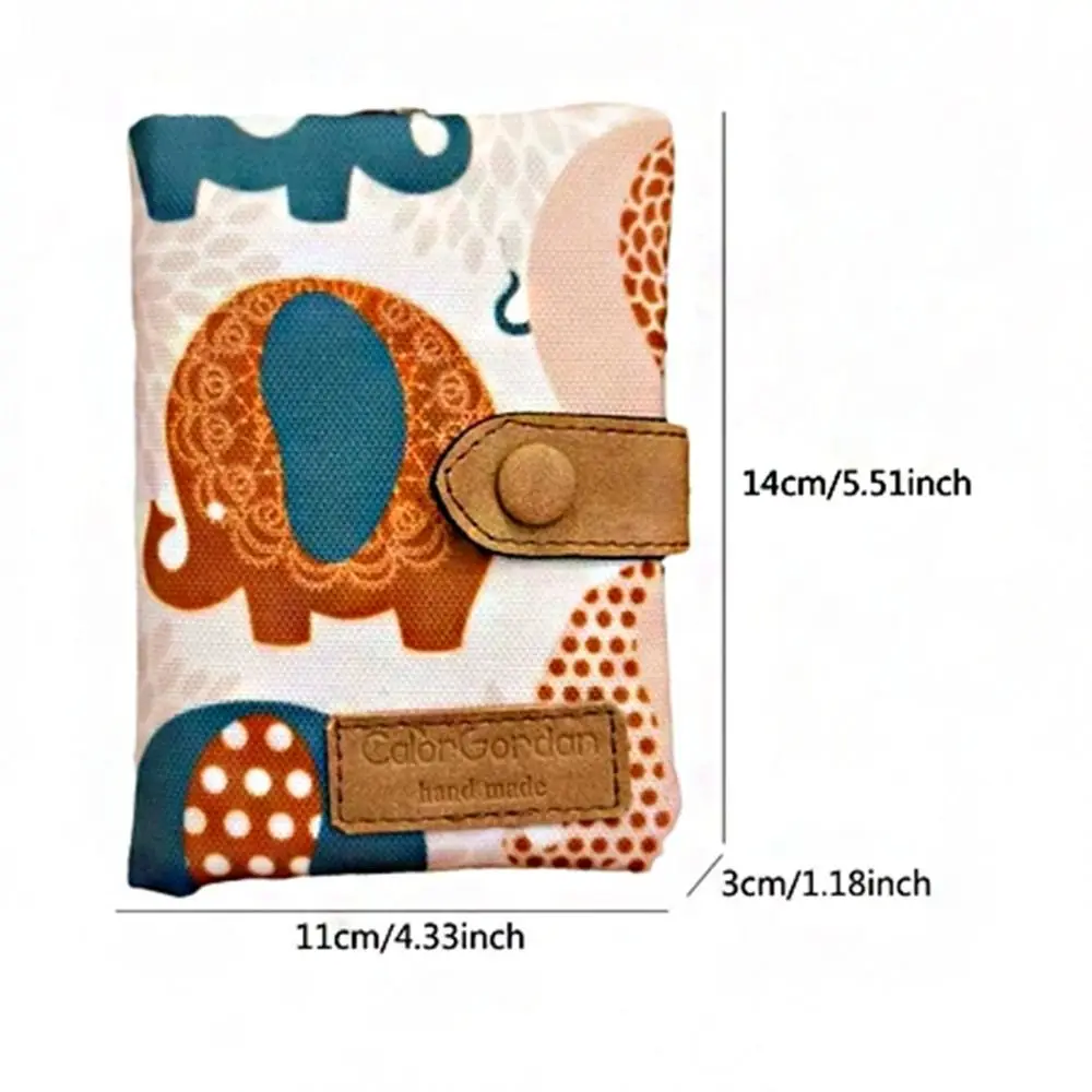 Cartera de lona de estilo coreano para mujer, tarjetero con estampado de flores y elefante, tarjetero de cuero PU con animales