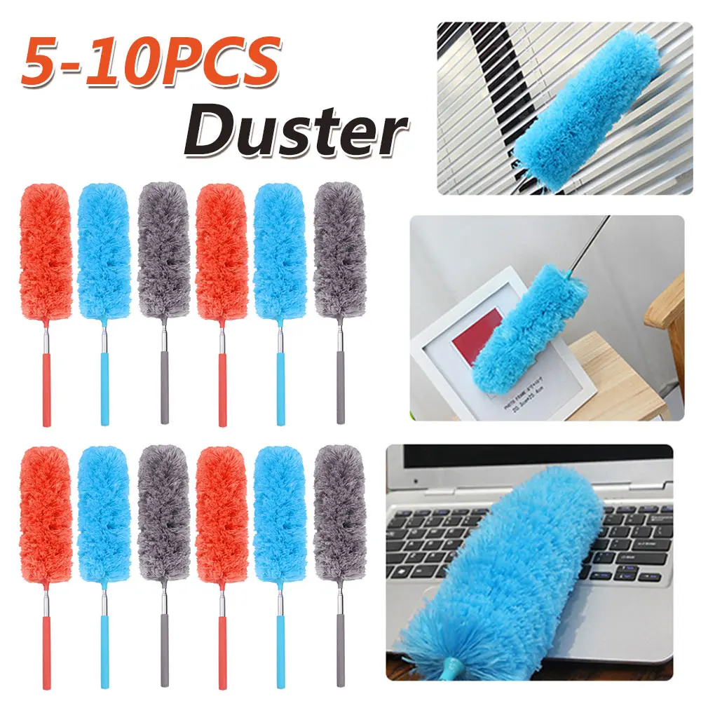 5-10pcs Duster Brush Clean Tool Bendable Stretch Extend Microfiber Feather Dusting Air-condition Household Kitchen Clean Tool