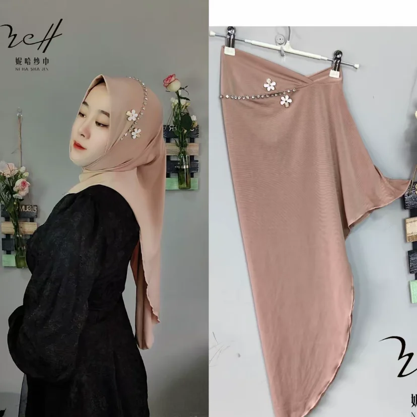 Crystal Linen Handmade Muslim Islam Lady Casual Hijab Covers
