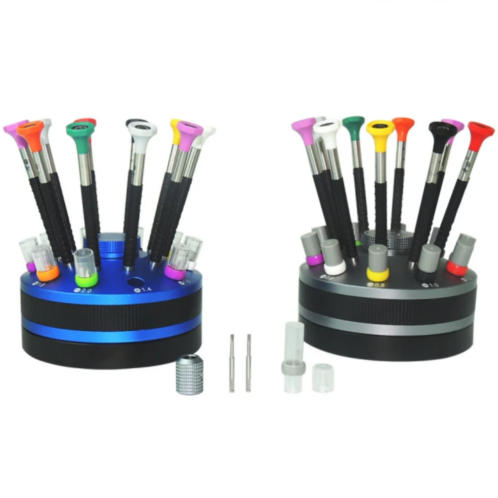 Professional Screwdriver Set Rotating Stand Watch Repair Tool Kit with Extra Replacement Tips for Watch Glasses Repair