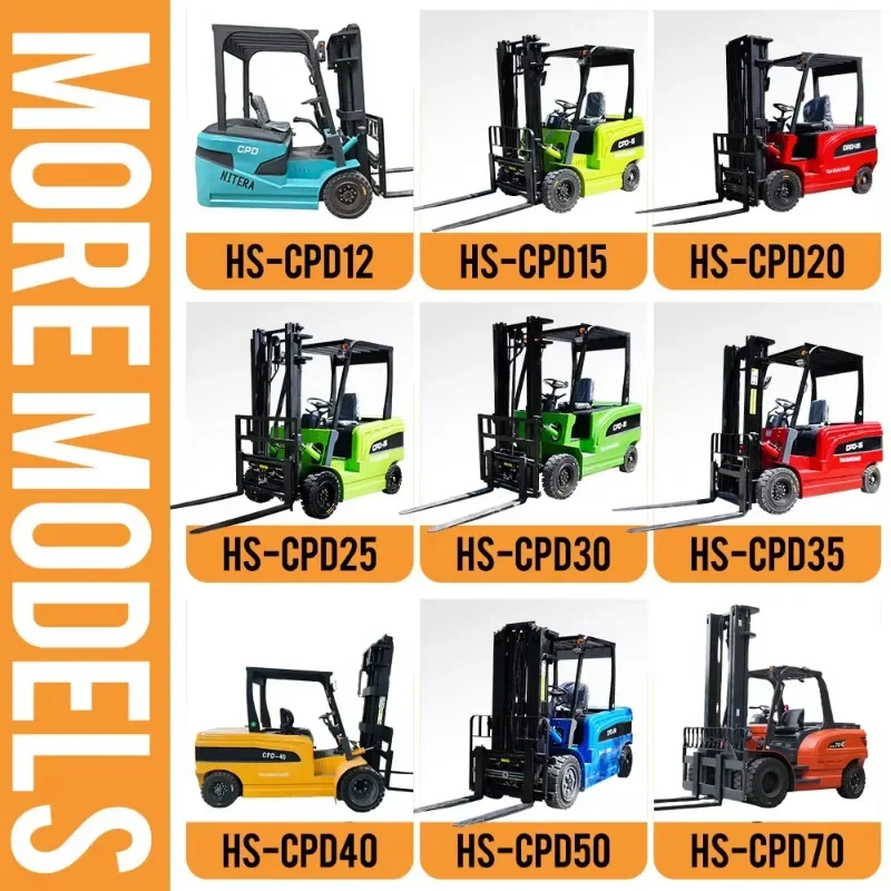 4 Wheel Battery Powered Electric Forklift, 1 Ton 1.5 Ton 3 Ton Optional Load Capacity, Warehouse Cargo Handling Lifting Forklift