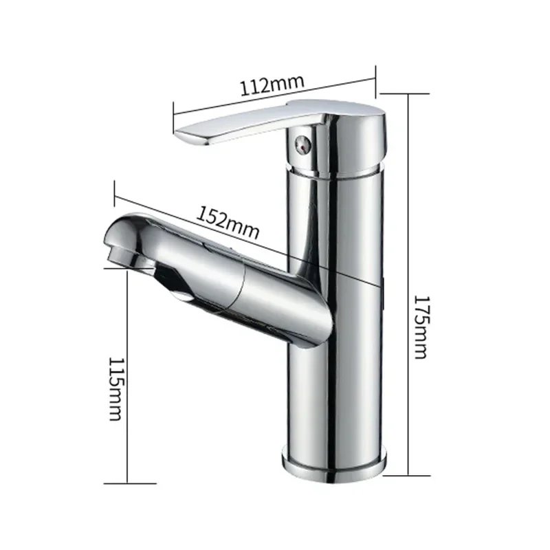 The New Pull-out Faucet Is Suitable for Kitchen and Bathroom Stainless Steel Chrome Cold and Hot Faucets for Easy Installation