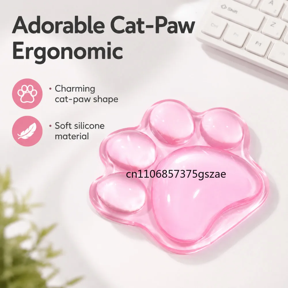 Transparent Cute Cat's Paw Shaped Mouse Pad Wrist Guard Non Slip Protection Hand Support Desktop Laptop Mouse Pad Wrist Rest