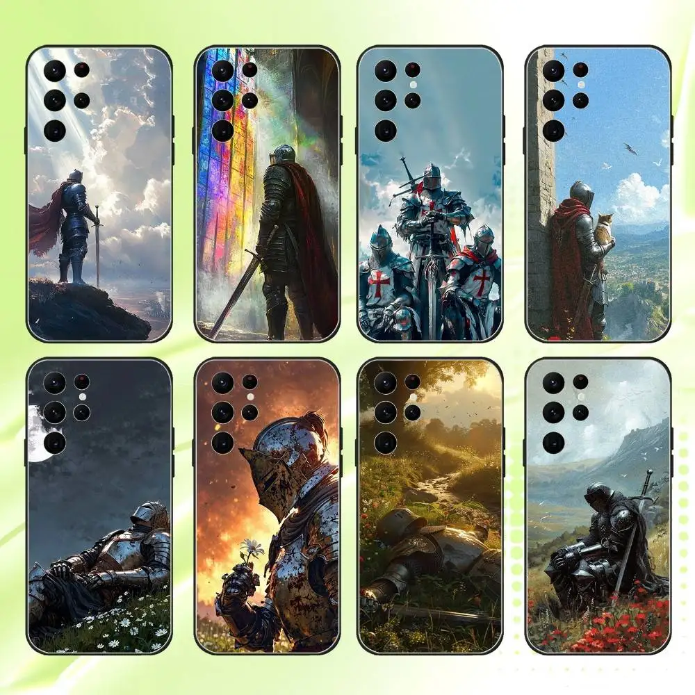 

Medieval Knight Phone Case For Samsung S 25,24,23,22,30,21,10,9,Ultra,Plus,Lite,FE,4,5G Black Soft Case