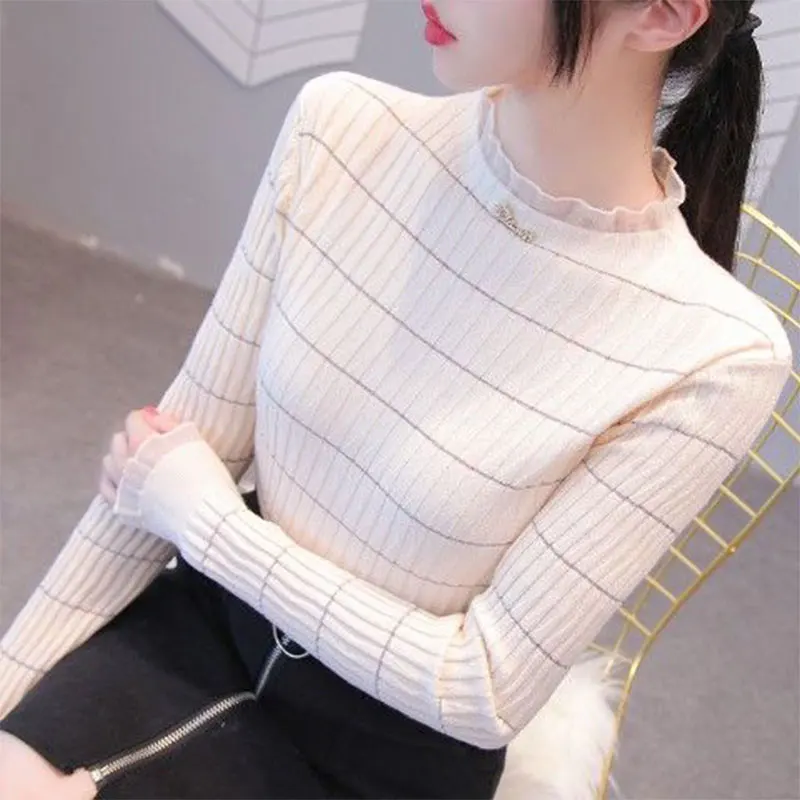 Autumn and Winter Fashion Simplicity Solid Color Turtleneck Long Sleeve Knitwear Women Clothing Office Lady Elegant Slim Tops