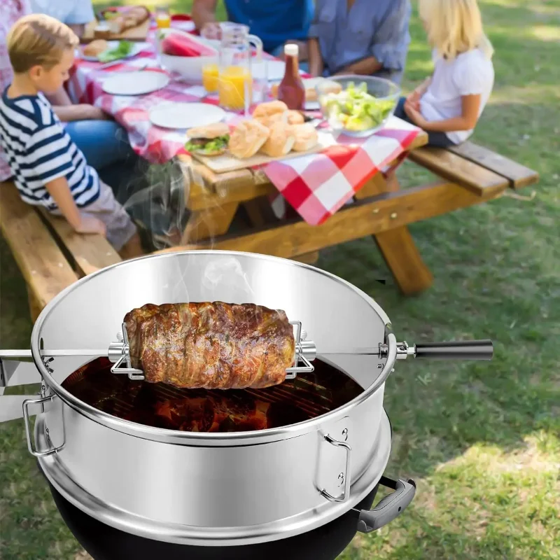 22 Inch Multifunctional Charcoal Grill F-BRK6055-SS1 Stainless Steel BBQ Pizza Grill Kit - Outdoor Cooking Multi-Purpose