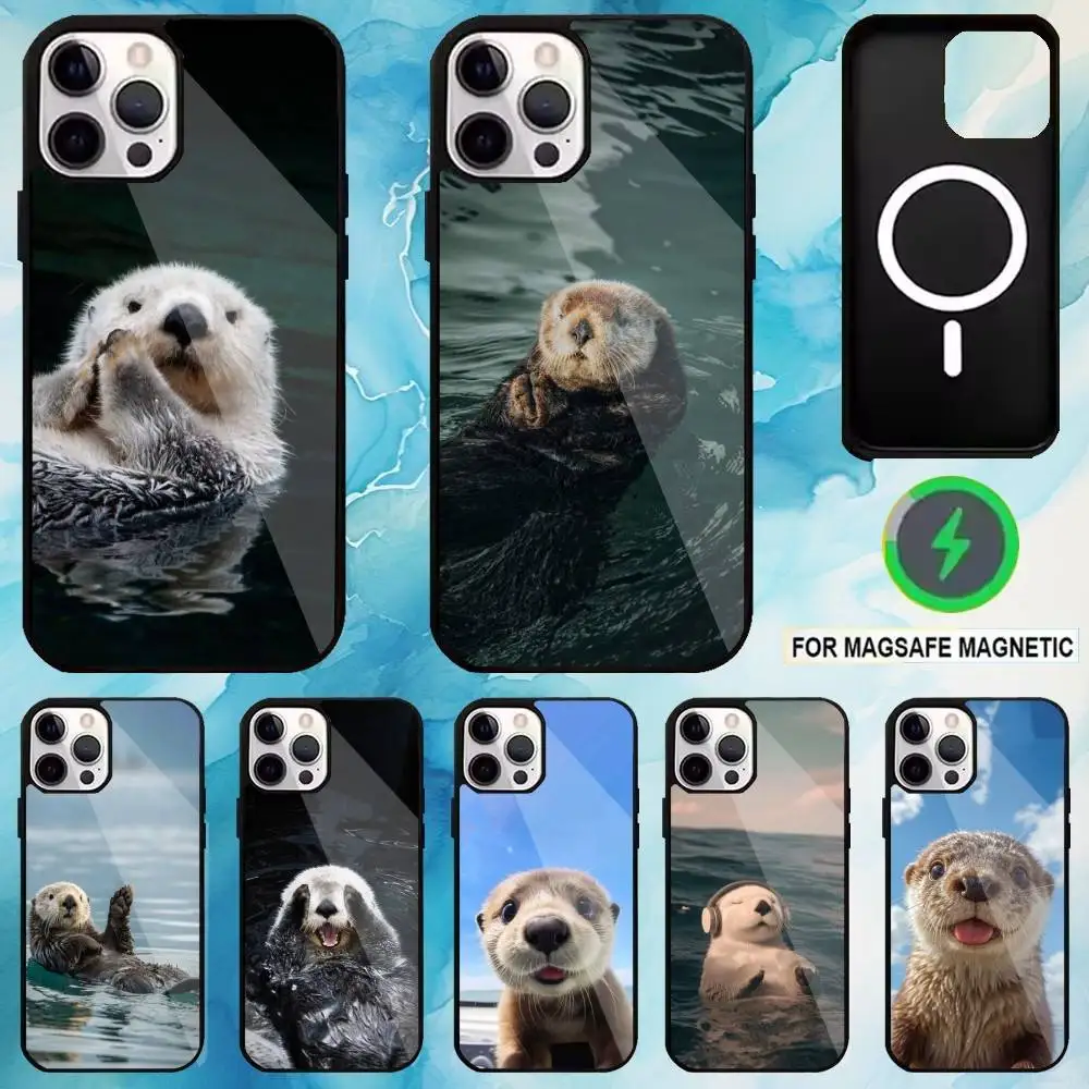 

Cute Sea Otter Phone Case For iPhone17,16,15,14,13,12,11 Plus,Pro Max Magnetic For Magsafe Wireless Charging
