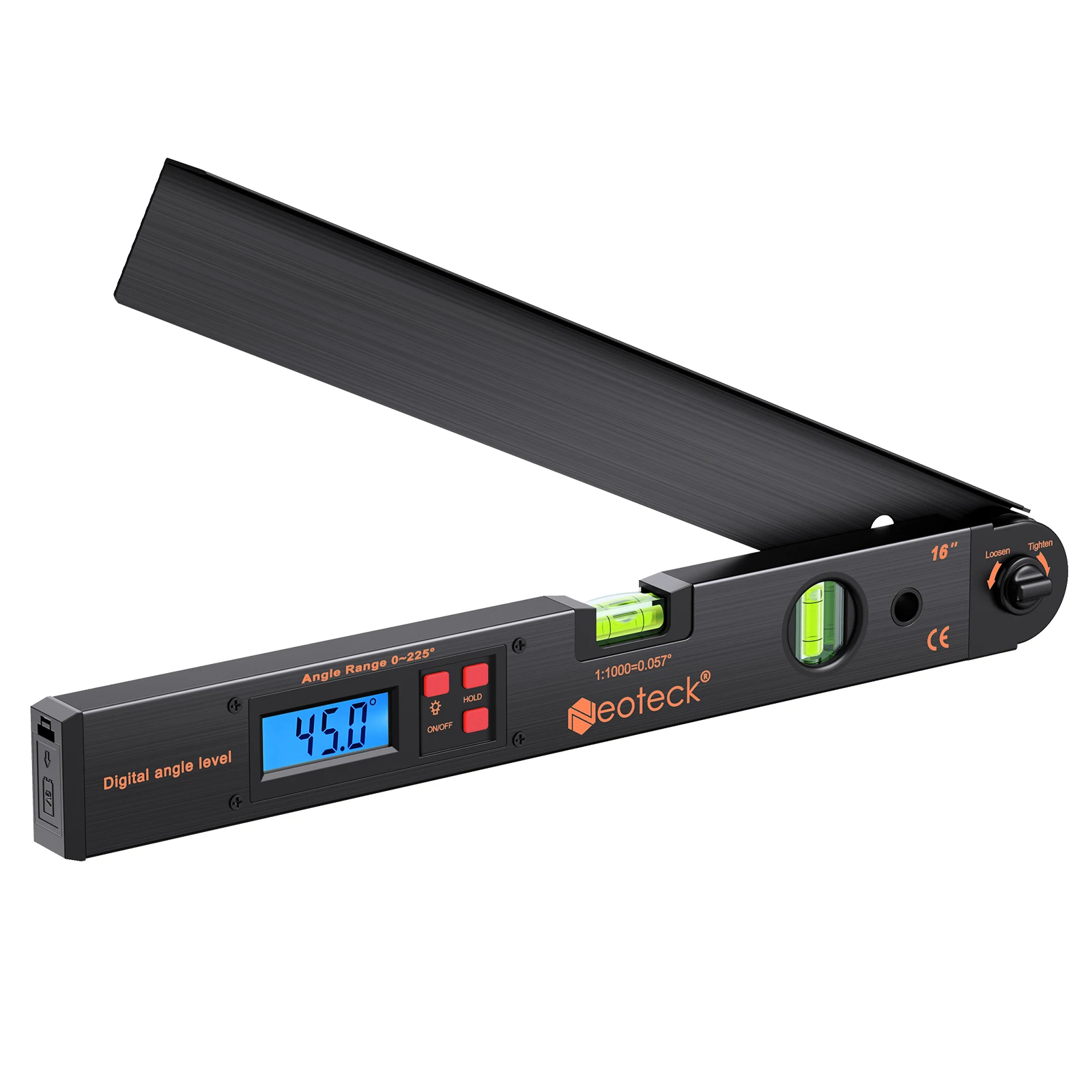 Imagem -06 - Digital Transferidor Angle Finder Medidor Medidor 225 Graus Goniômetro Eletrônico Horizontal Vertical Ângulo Nível Teste Régua 400 mm