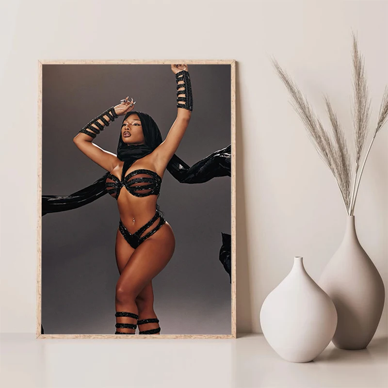 American Rapper Sexy Megan Thee Stallion Poster Print Posters for Wall Decor Decoration Painting on Canvas Home Art Decorations