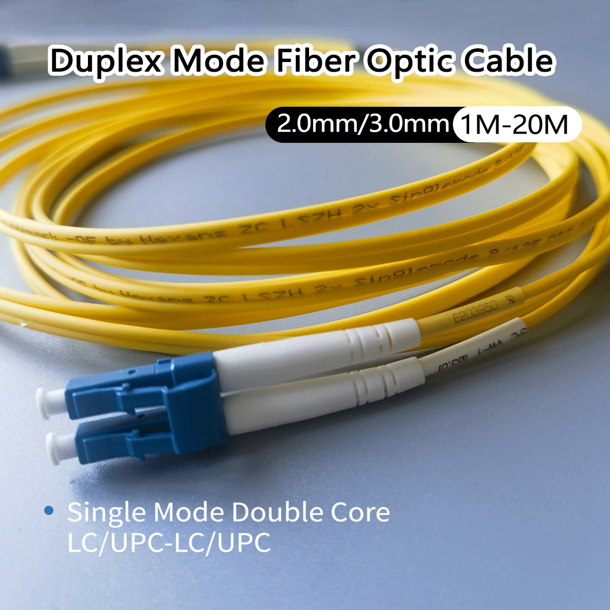 كابل إنترنت الألياف البصرية وضع واحد مزدوج النواة 9/125 LSZH LC/UPC-LC/UPC 1M-20M 3.0 مللي متر/2.0 مللي متر كابل تمديد الألياف البصرية