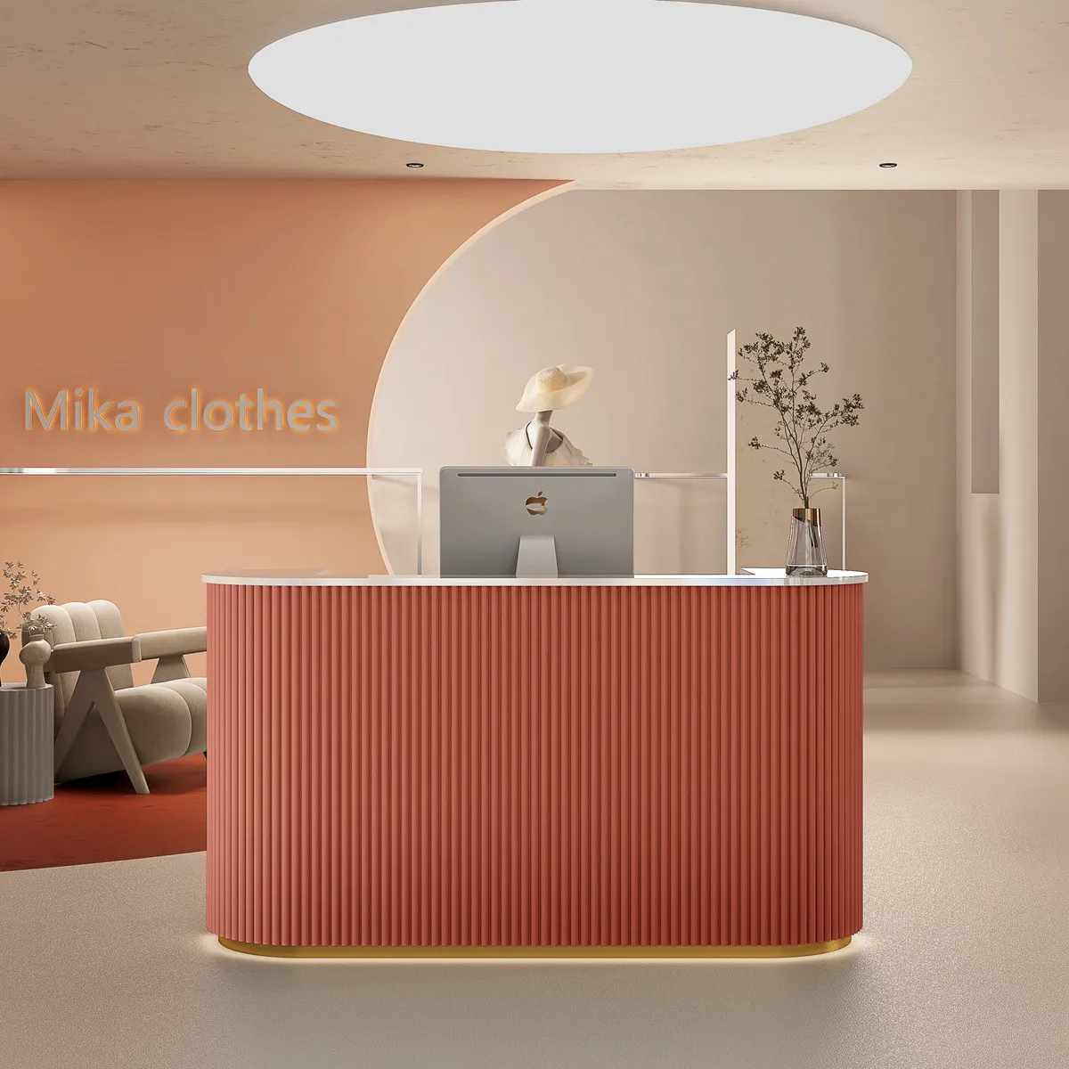 Glass Luxury Reception Desk Lighting Study Conference Console Customizable Spa Front Desk Podium Bureau Meuble Bar Furniture