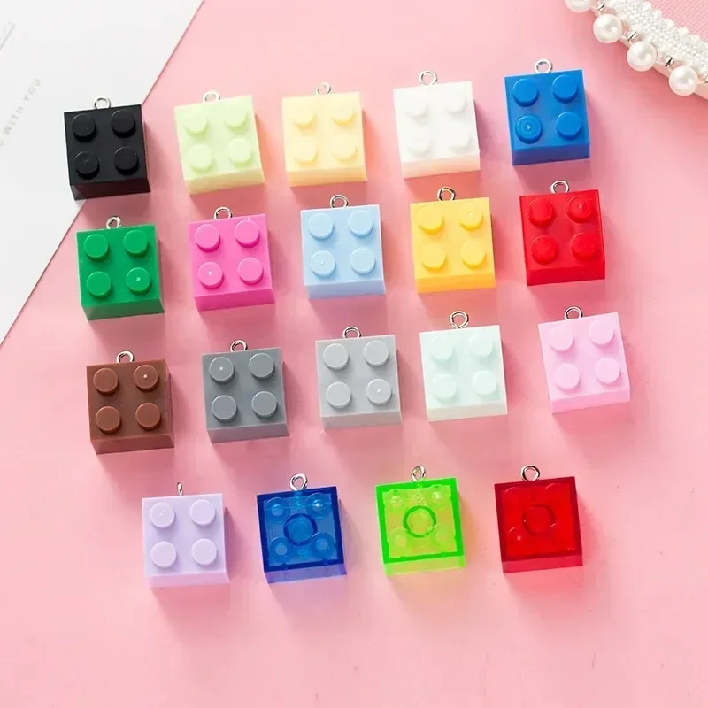10Pcs Mini Building Block Resin Pendants, Cute Punk Charms Findings for Handmade DIY Jewelry, Keychain & Earring Making