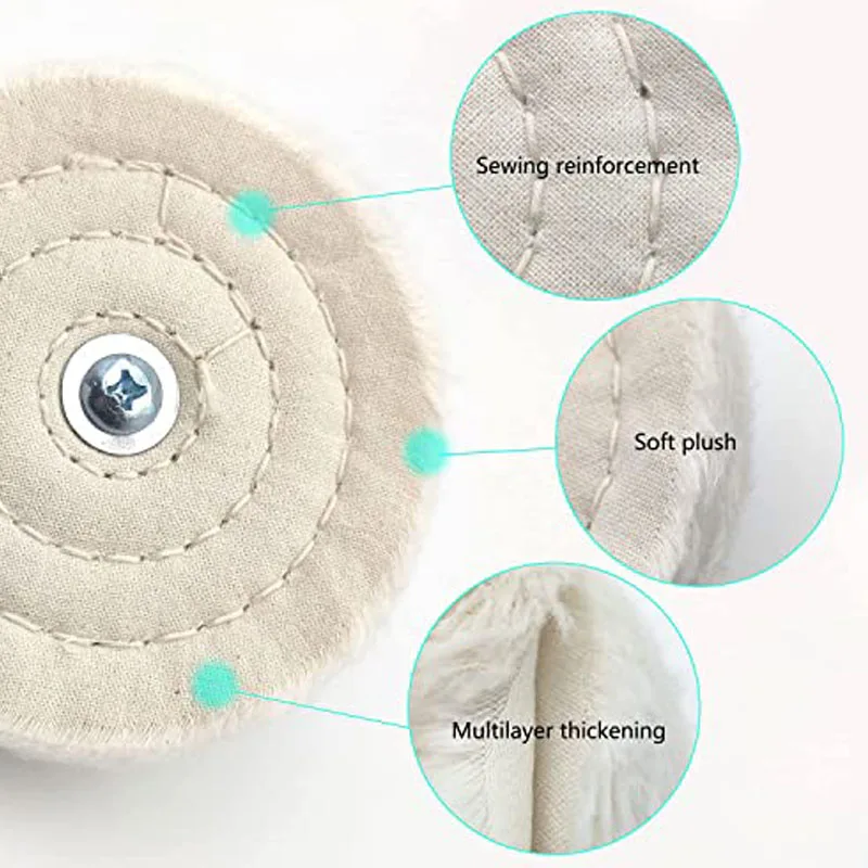 1Pcs Cotton Polishing Buffing Wheel 6.35mm Shank 50/60/75/100mm White Cone/Column/Mushroom/T-Shaped Grinding Head For Drill
