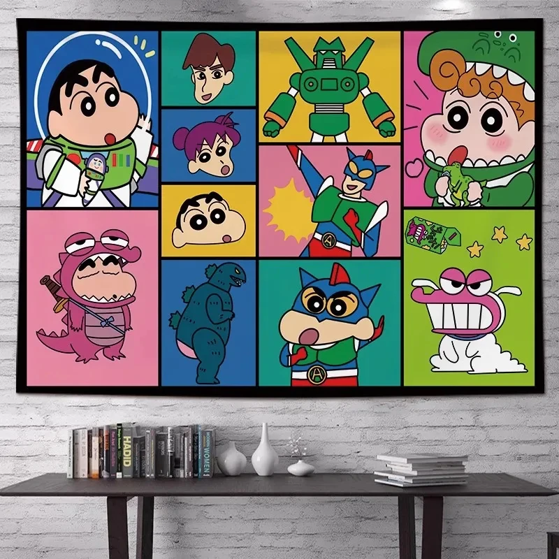 

MINISO Bohemian cute Crayon Shin-chan shirt background cloth wall cloth bedroom retro tapestry homestay dormitory decoration ins