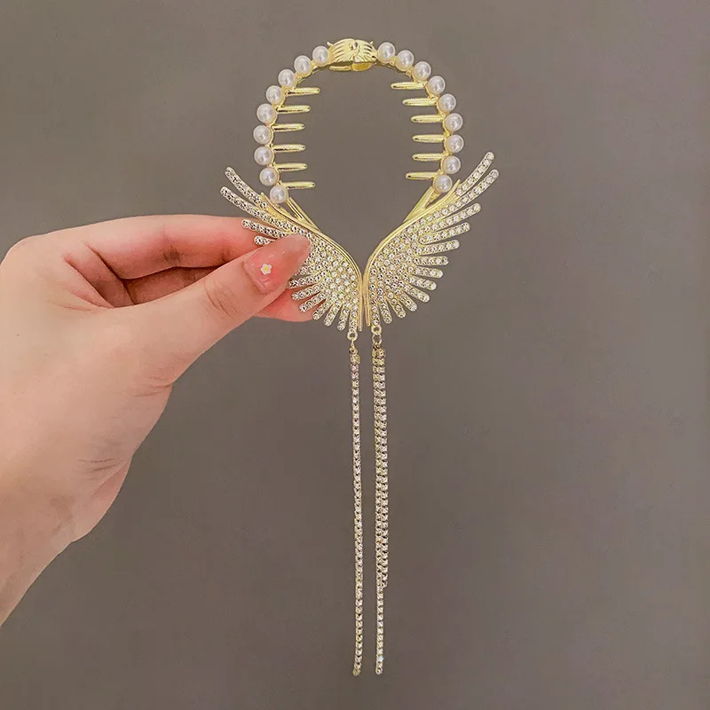 1 Super Fairy Angel Wings nappa fermaglio per capelli Clip di senso avanzato da donna testa posteriore testa a sfera Clip per afferrare accessori per capelli per tutti