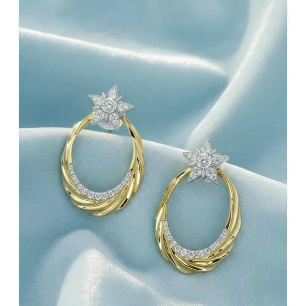 925 sterling silver earrings, all set with moissanite. Comes with a certificate. Ideal as a gift for lovers, holidays, birthdays