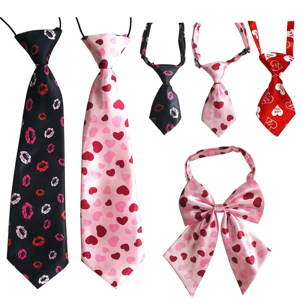 50 Uds. Pajarita rosa para perro de San Valentín, pajaritas para perros pequeños y niñas, lazos para el pelo de perro, Bandana para perro de amor, corbatas para perros grandes, suministros para mascotas