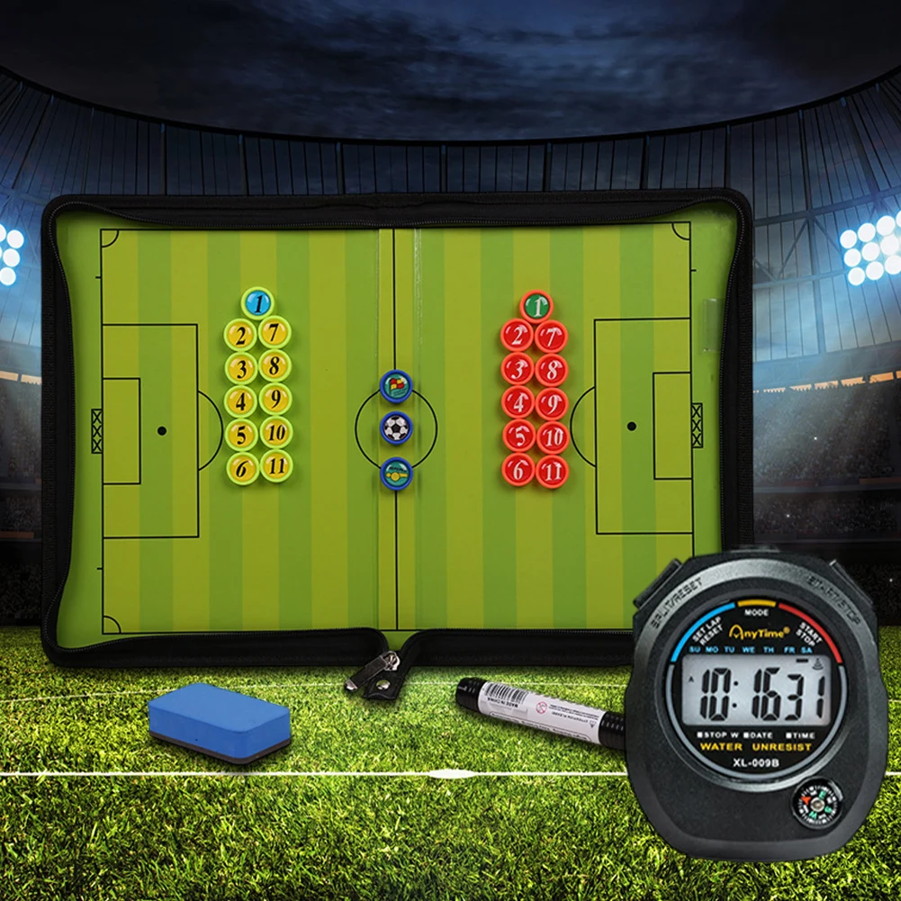 

Складная магнитная футбольная тактическая доска, папка для футбольного тренерского тактики с таймером, свистком, карточка рефери, футбольные тренеры, буфер обмена