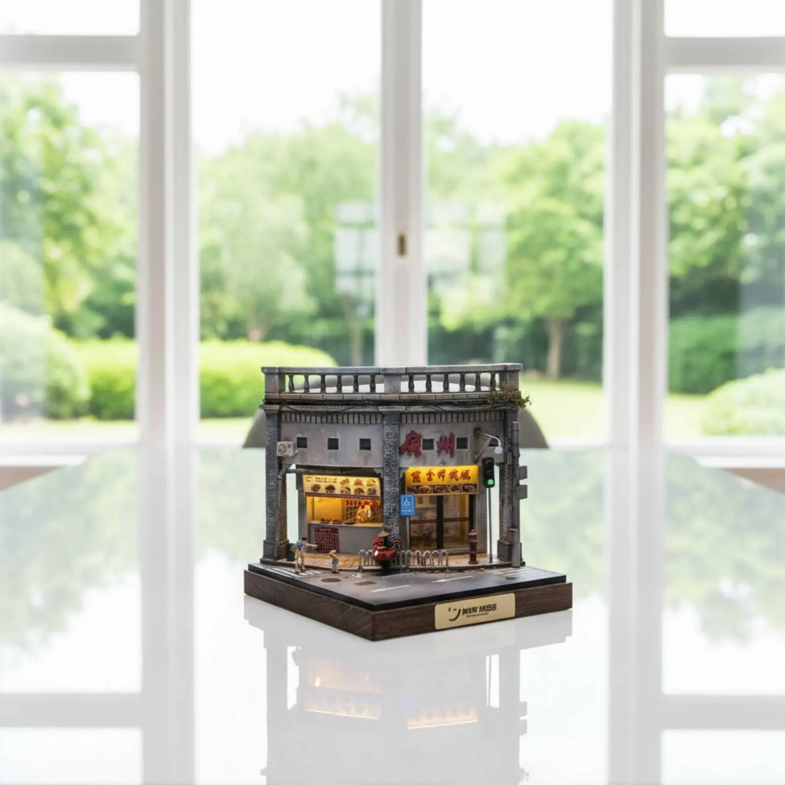 

1:64 Display Scene Light up Miniature Cityscape Vignette Miniature Display Base Detailed Home Decor Collectible for Desk