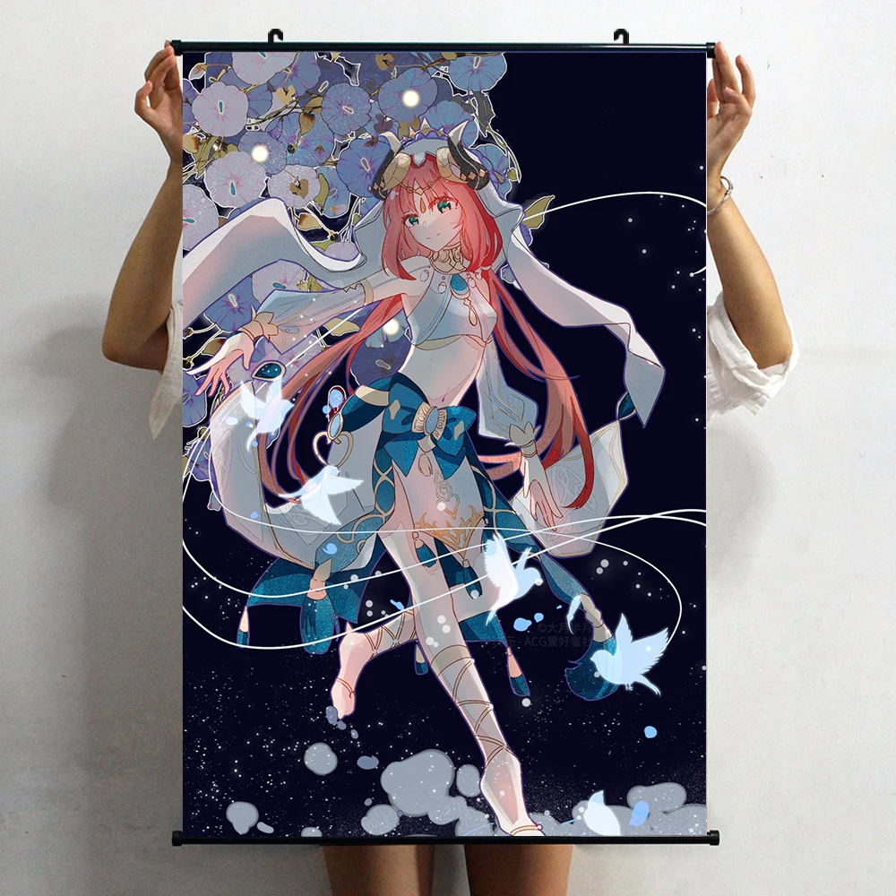 Juego de Anime Genshin Impact Nilou, Cosplay de chicas Persona, póster de desplazamiento de pared impreso en 3D, decoración del hogar, regalos artísticos