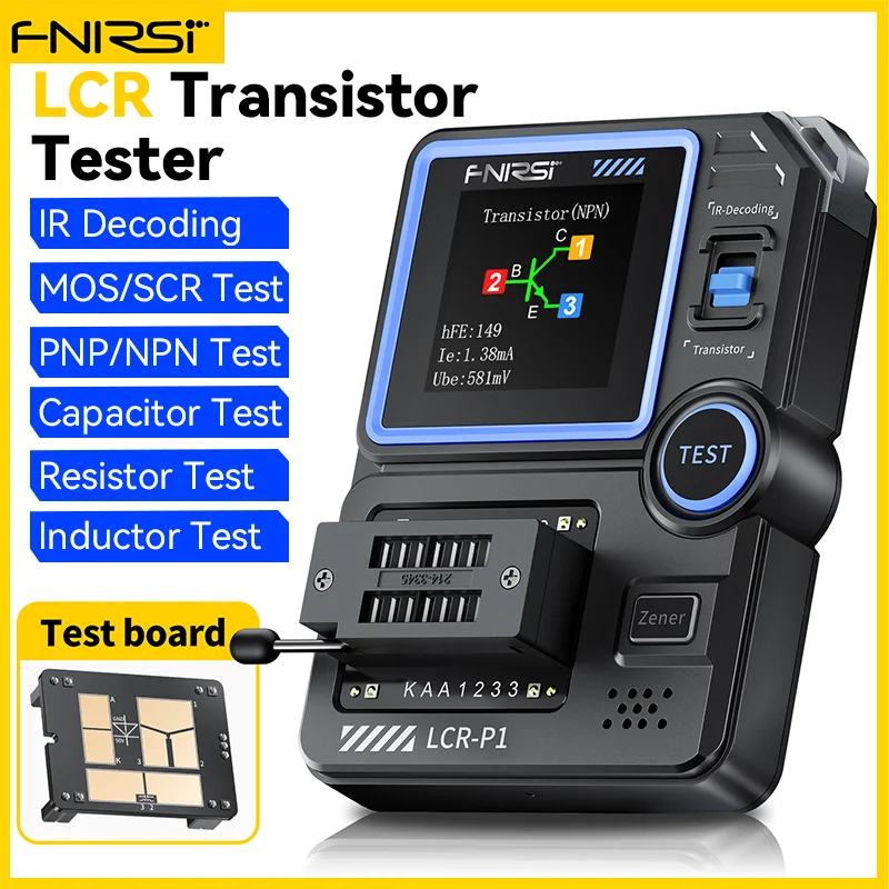 

FNIRSI LCR-P1 Transistor Tester Diode Triode Capacimeter Resistance LCR ESR Meter MOSFET NPN PNP SMD Multifunction Tester