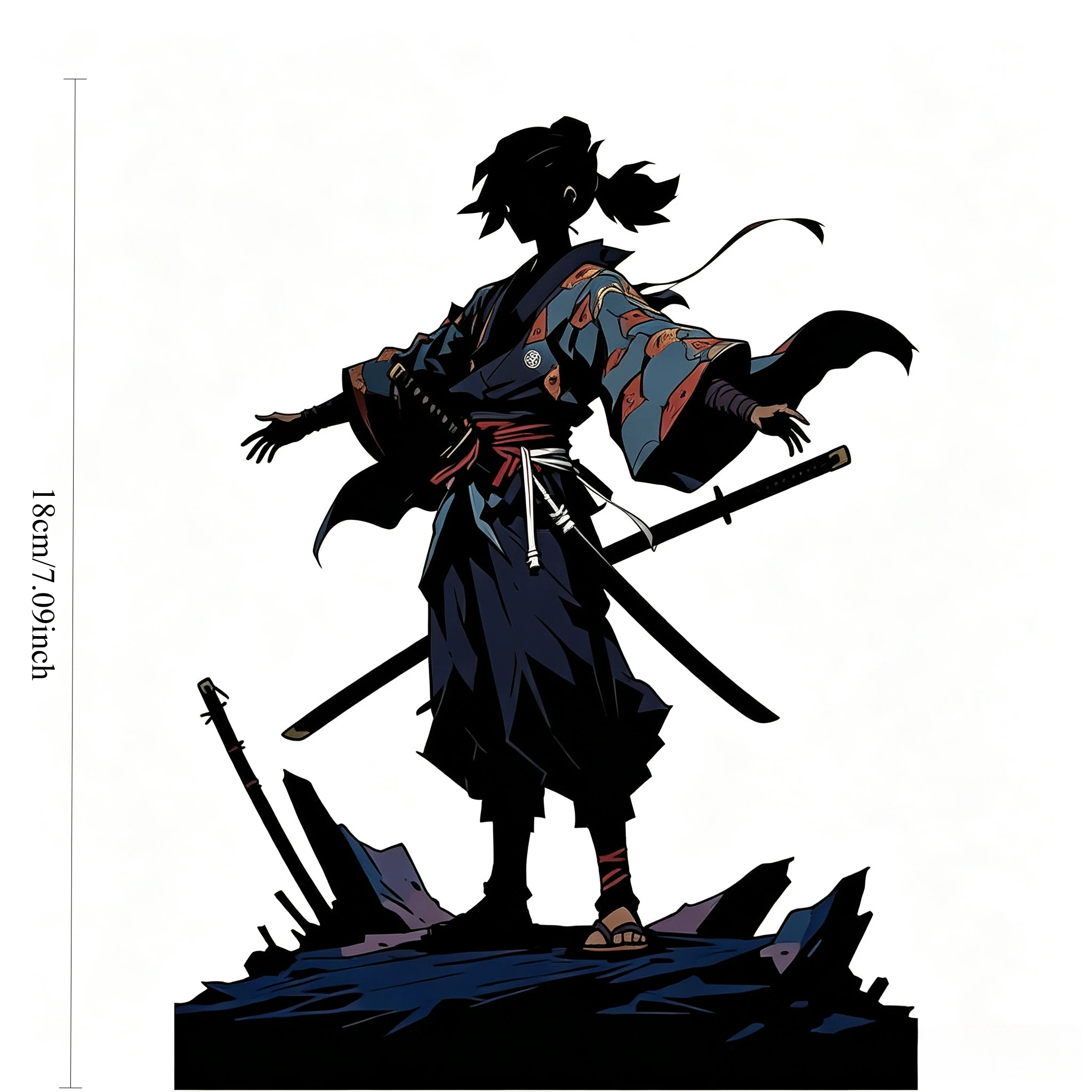 Cool Anime Samurai with Sunset Car Sticker, Waterproof Vinyl Decal for Auto Window & Luggage Decor