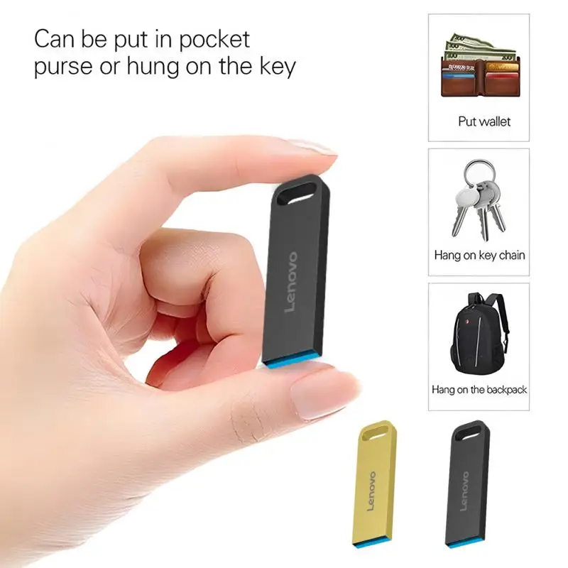 Lenovo USB Flash Drive 2TB Metal Real Capacity High Speed Memory Stick USB3.0 Flash Pen Drive Business Gift Storage U Disk