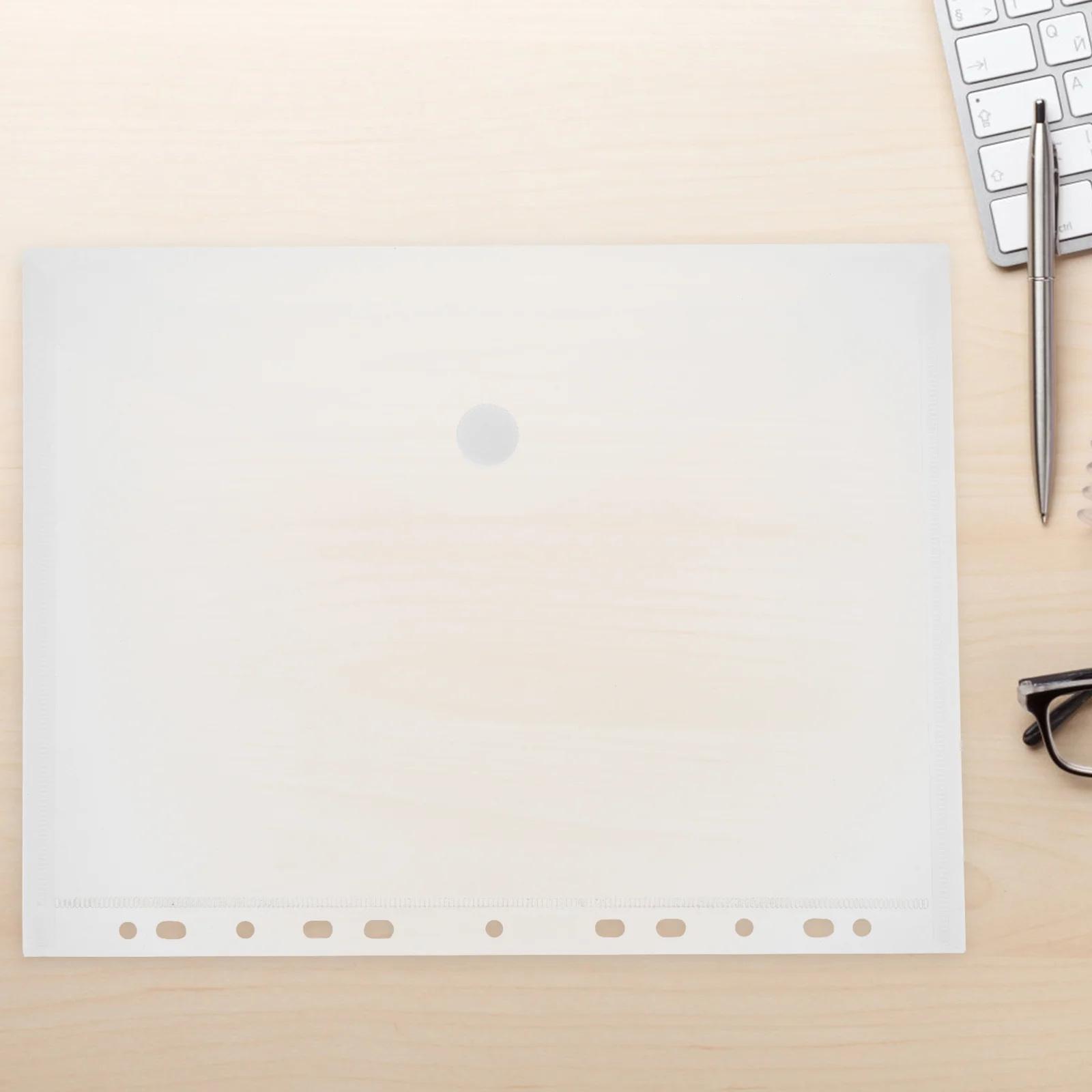 4Pcs Document Folders with Sticker Button A4 Clear File Bags Convenient File Pockets PVC File Folders