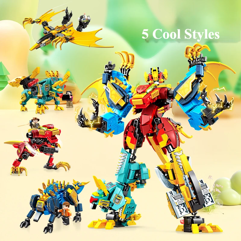 new 2026 4in1 Transformable Robot Dinosaur World Mechanical Accumulation Model Wooden Kit Assembly