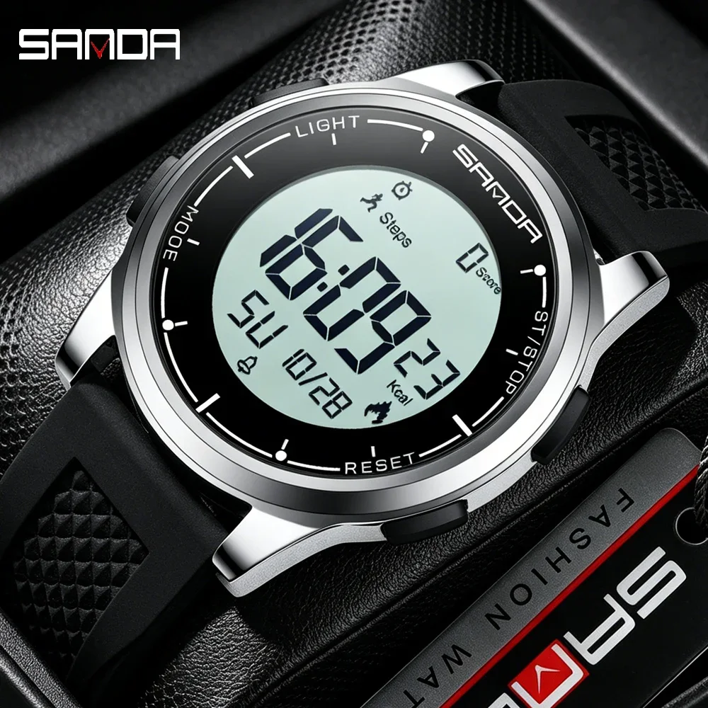 SANDA Men's Multifunction Digital Military Sports Watch Waterproof LED Luminous Display Fashion Casual Style Wristwatch for Male