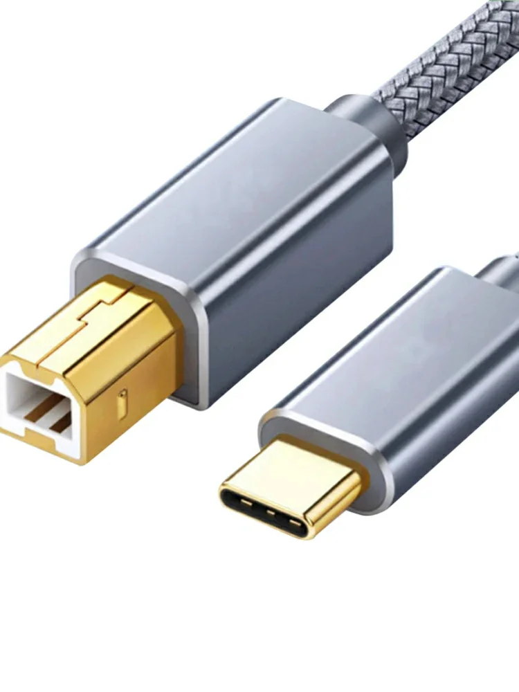 Hannord USB Type C vers USB B 2.0 câble d'imprimante gris tressé cordon de Scanner d'imprimante pour Canon Epson HP Samsung câble d'imprimante USB