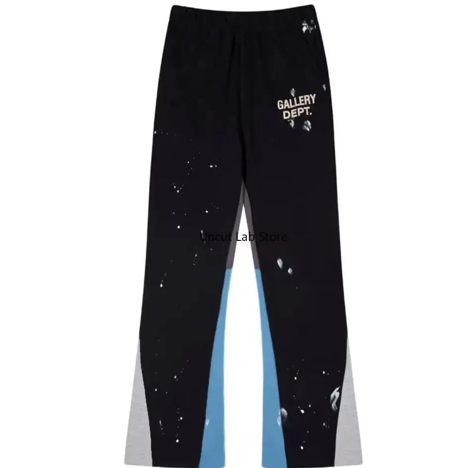 Gallery Dept Ink Splashing Hand Painted Splicing Micro Ramei Cotton Terry Casual Pants