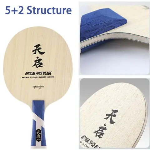 Blue Carbon Fiber Table Tennis Rackets For Training Bat Bottom Blade with 5 Wood Comprehensive Type Table Tennis Racket Paddle