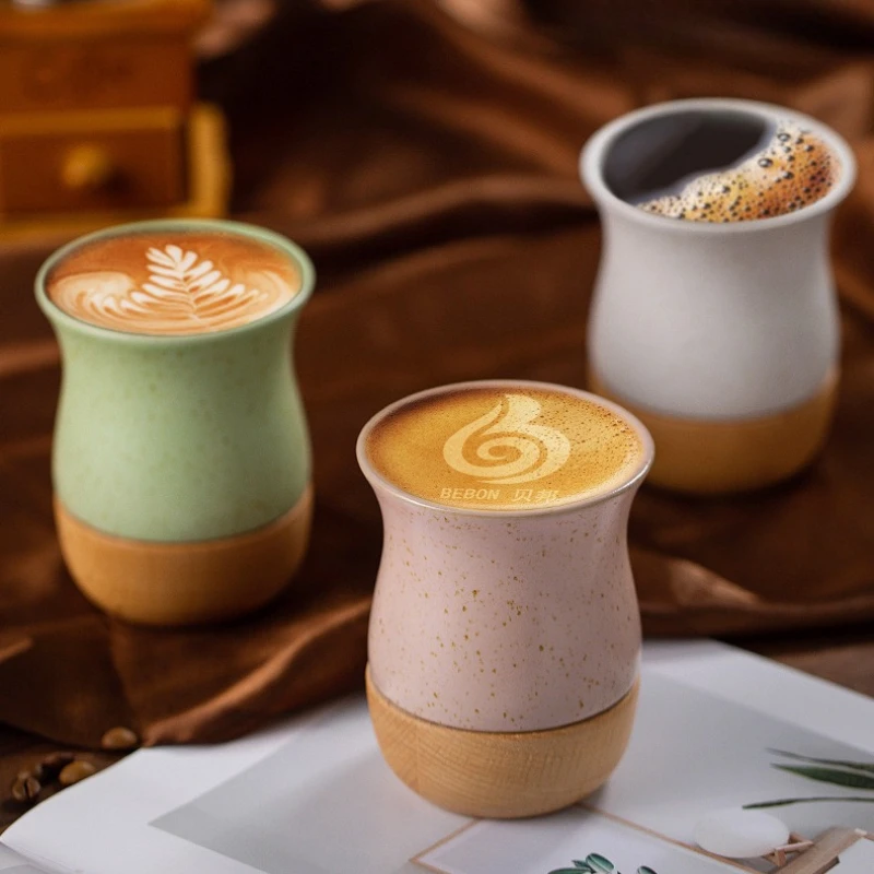260ml Kreative Yerba Mate Tasse für Getränkegeschenke Edelstahl Keramik Kaffeebecher mit Strohhalm Löffel Holzsockel Milch Wasser Tee Becher