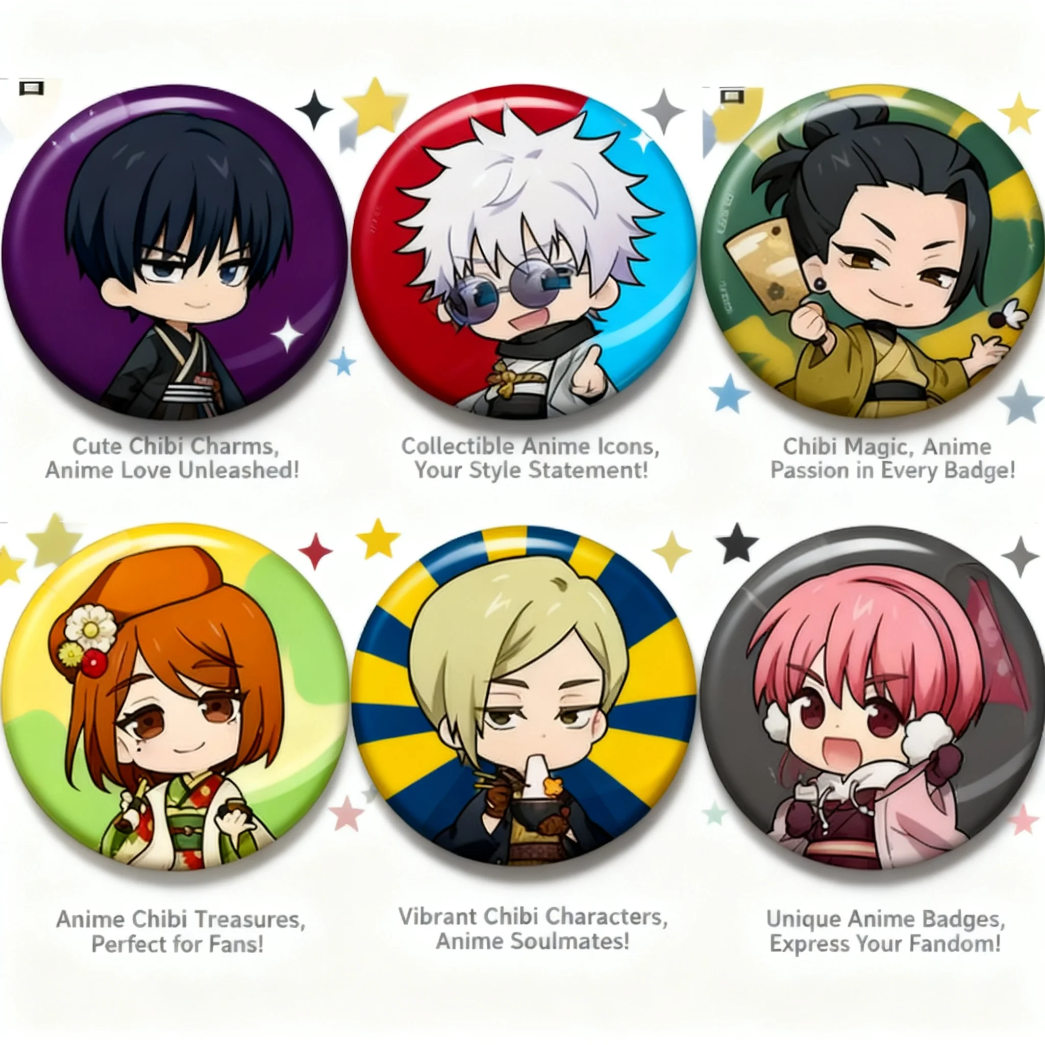 

Jujutsu Kaisen Merchandise Gojo Satoru Geto Suguru Fushiguro Megumi Toji Zenin Nanami Kento Ieiri Shoko Badge Anime Cosplay