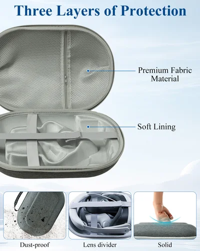 Imagen 2 del producto Para Meta Quest 3s Bolsa de almacenamiento montada en la cabeza, bolsa protectora EVA de mano, bolsa de almacenamiento Universal VR Quest 3