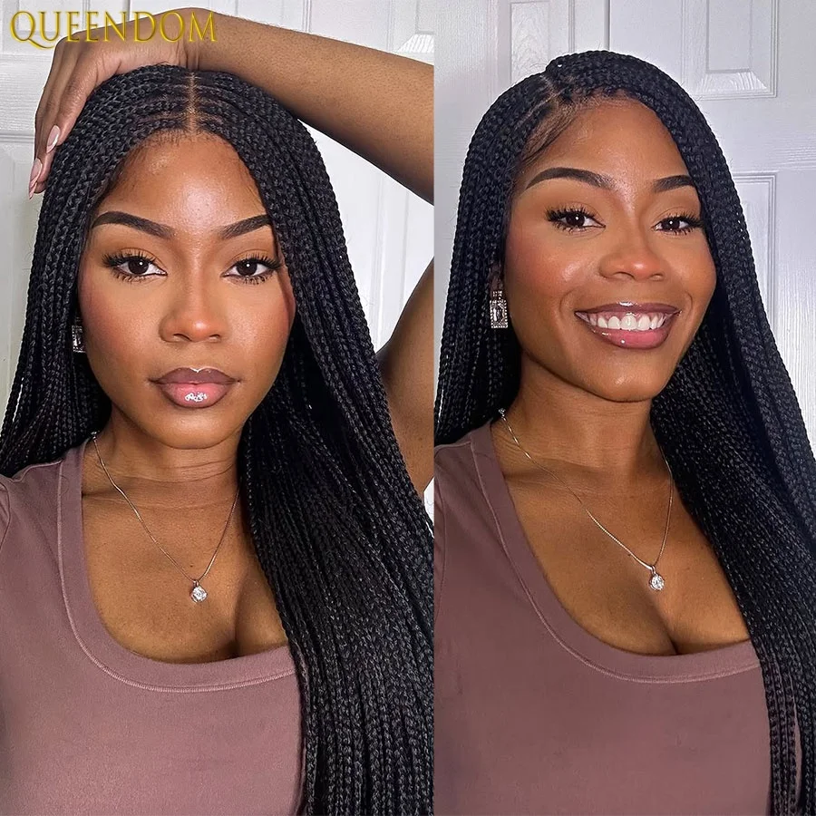 Cornrows Synthetic Full Lace Braided Wigs For Afro Black Women Knotless Box Braiding Hair Wig Locs Goddess Small Part Braids Wig