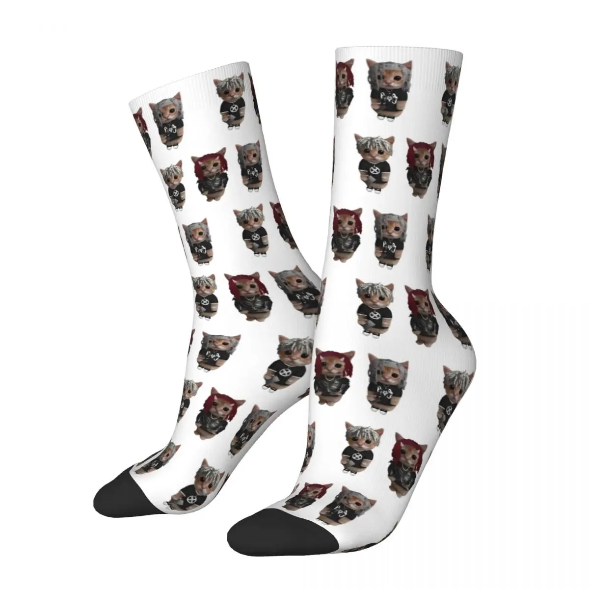 

Crazy Design Ken Carson Kitty Basketball Socks Rapper Polyester Crew Socks for Unisex Non-slip