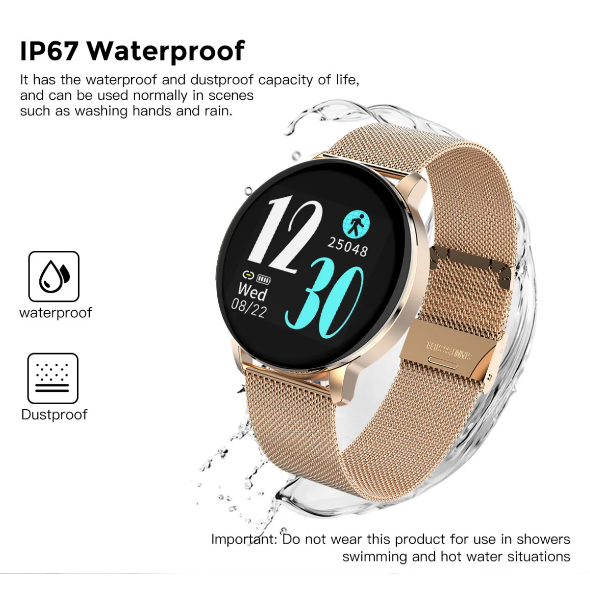 1.3 Inch Full Touch Screen Smart Watch Women Heart Rate Blood Pressure Oxygen Monitor Multi Sport Modes IP67 Waterproof Watches