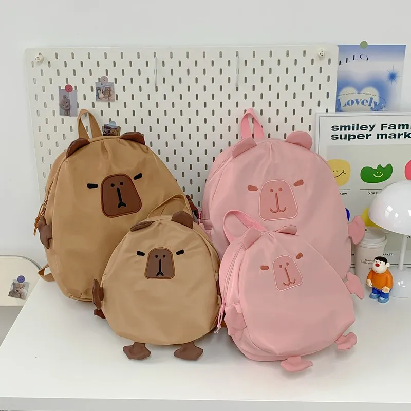 Hot Ins New Cute Pink Capibara Backpack Cartoon Kawaii Cute Capybara Girl Soft Girl Storage Backpack Best Birthday Gift