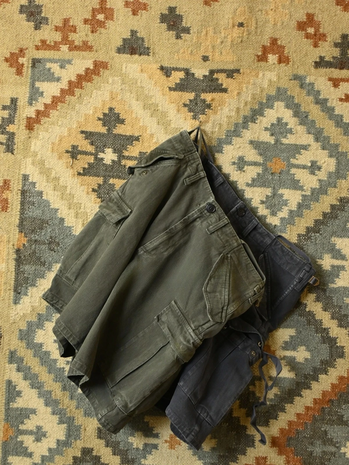 

Vintage washed loose big pocket M-51 heavy American casual tooling shorts