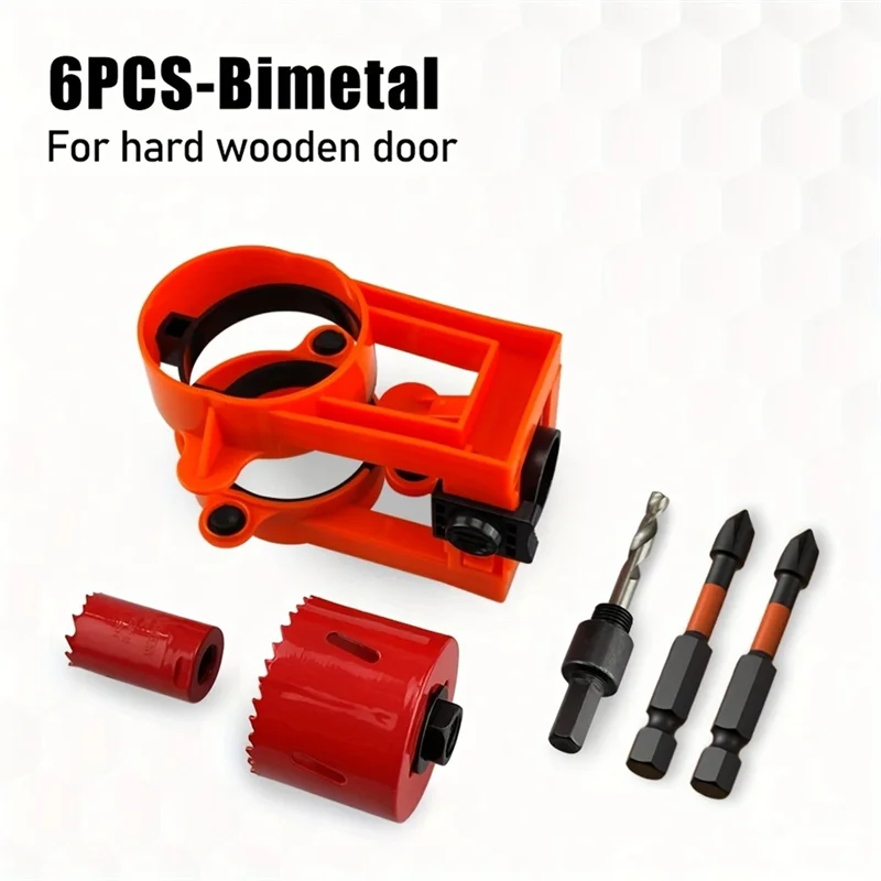 

ABKO-2-1/8"-1" Door Lock Hole Saw With Guide Template For Wooden Doors, Door Lock Installation Kit With 2Pc Screwdriver Bit