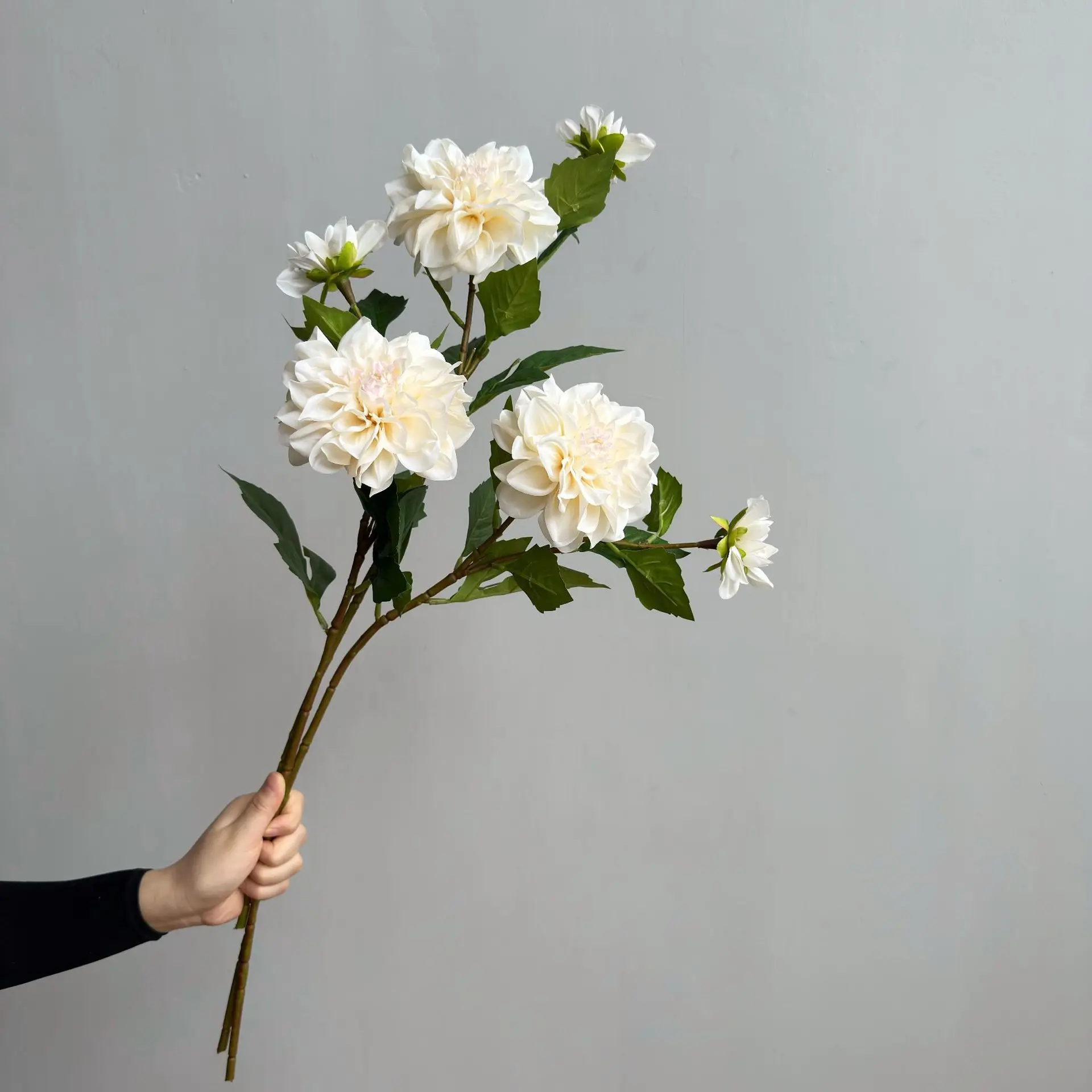 3-teiliges Set mit 2-köpfigen, feuchtigkeitsspendenden Dahlien, künstliche Blumen für die Heimdekoration, künstliche Dahlien, DIY-Brautstrauß, Hochzeitstisch-Blumendekoration – Detail 25