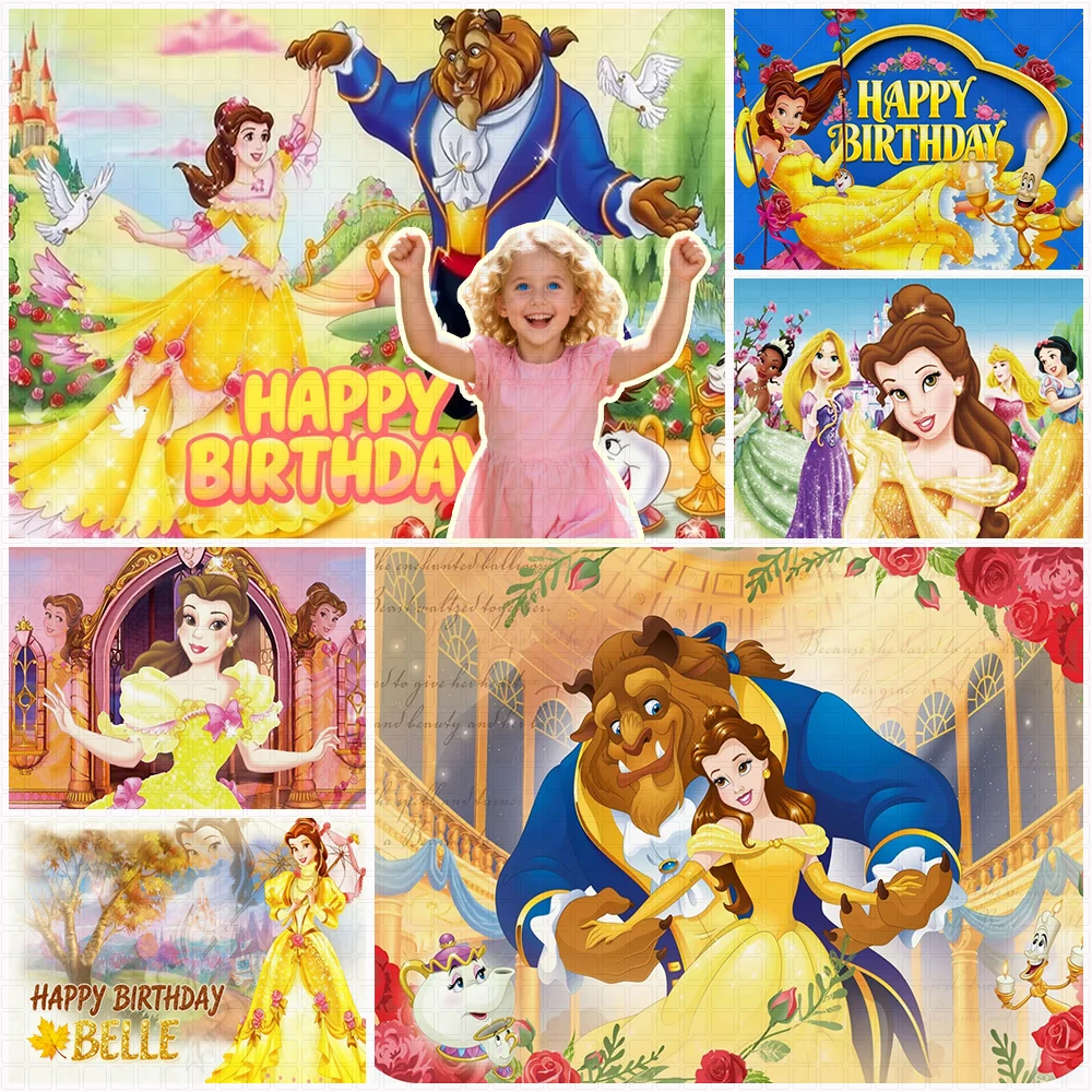 

Disney Beauty And The Beast Birthday Party Decoration Background Supplies Girl Favor Gifts Baby Shower Backdrop Photography Gift
