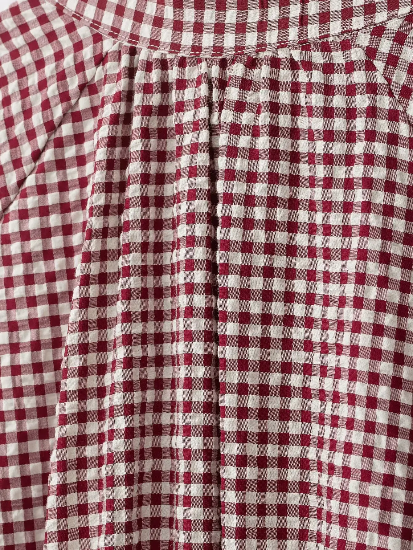 2026 Neue Damen Kurzarm-Bluse mit Langen Ärmeln, Stilvolle Karierte Freizeitbluse für Herbst und Frühling, Elegante Oberteile mit Stehkragen und Knöpfen – Detail 7