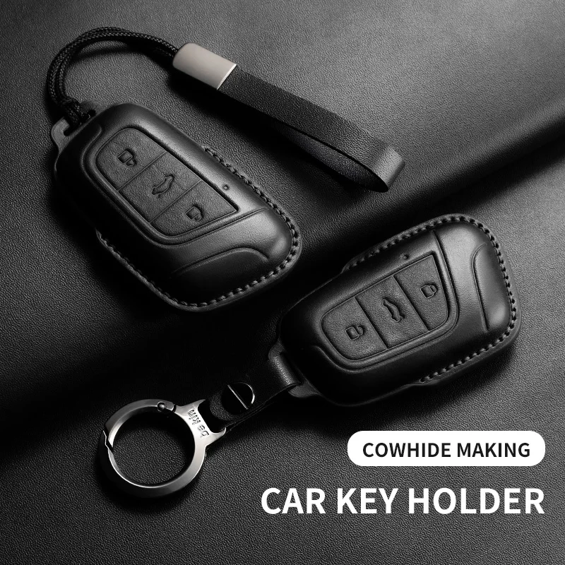 

Leather Car Key Case Cover Shell Fob For Chery Eq1 Little Ant Car Remote Smart Keychain Holder Decorative Protecter Accessories