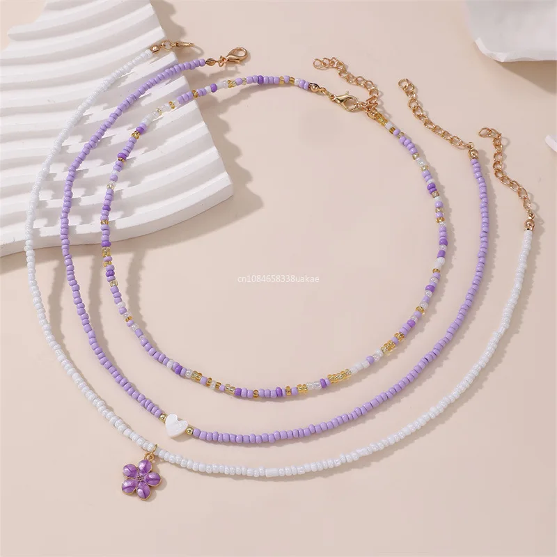 Bohemian Multilayer Rice Bead Chain Clavicle Necklace Vintage Acrylic Turtle Starfish Shell Pendant Choker Women Beach Jewelry image 5