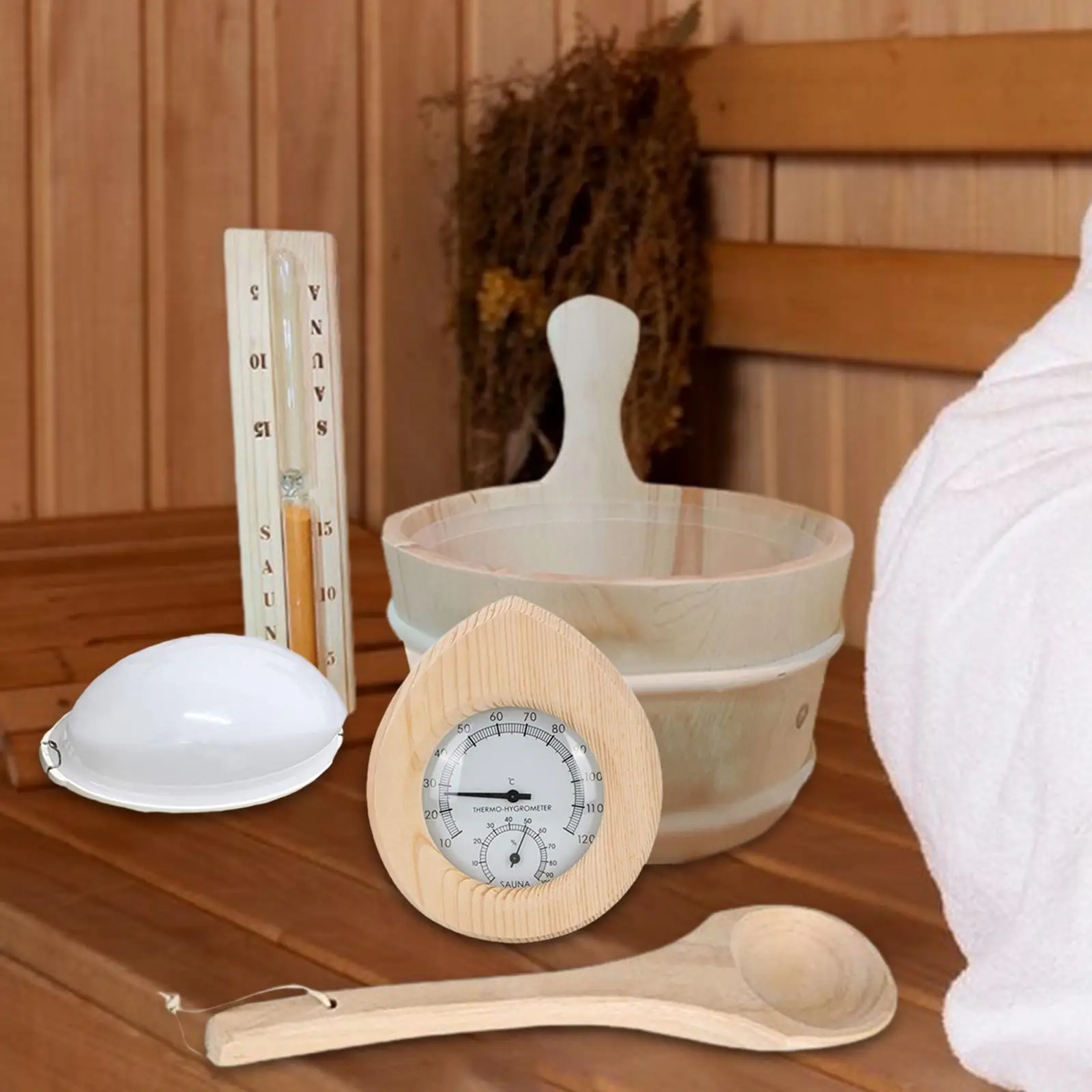 Sauna Accessories Set Sauna Room Winter Sauna Wooden Bucket and Ladle Kit