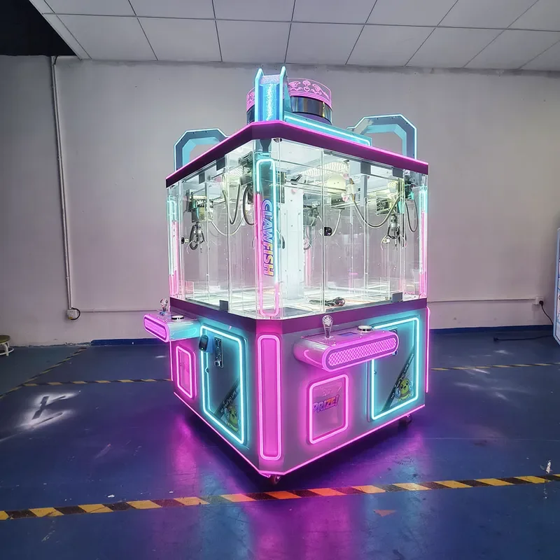 for Commercial Coin Operated 4 Player Claw Crane Machine LED Neon Light Gift Vending Prize Grabber Arcade FEC Amusement Game